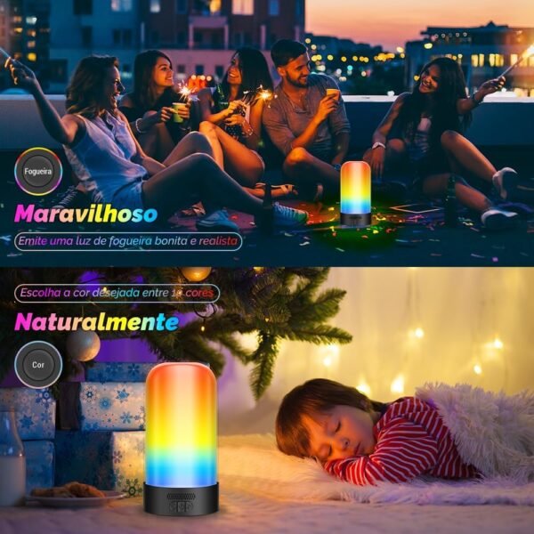 Luminaria Inteligente, Abajur sem Fio, Luminária Inteligente, Abajur Inteligente, Luminaria sem Fio, Candeeiro de Mesa RGB, Luz Noturna Recarregável com Alto-Falante, Luminaria de Mesa - Imagem 3