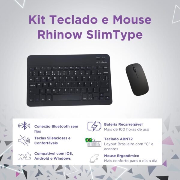 Kit Capa Preta Slim para Samsung Tab A9+ Plus 11": Película de vidro + Caneta Precision + Teclado e Mouse (Rhinow) - Imagem 5