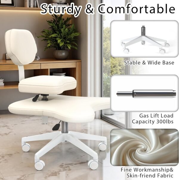 YUKSAL Cadeira de escritório com pernas cruzadas com rodas, mesa de meditação em casa, yoga TDAH ergonômica com suporte lombar e banco de altura ajustável - Imagem 4