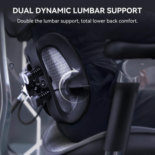 Cadeira Ergonomica de Escritorio com Suporte Lombar Duplo Dinamico Apoios de Braco 6D Assento com Profundidade Ajustavel Encosto Independente Apoio de Cabeca Integrado - Imagem 3