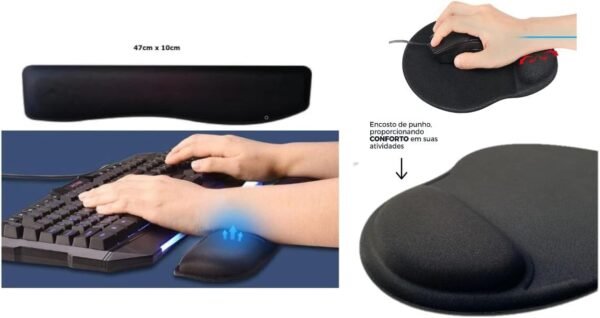 Combo Suporte Para Notebook, Apoio para Teclado(keypad) e Mouse Pad Preto Liso - Imagem 3