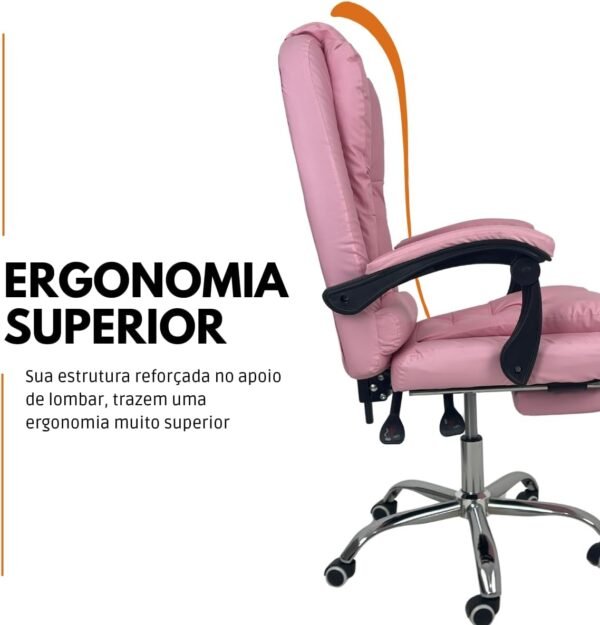 Oficial Webshop - Cadeira de Escritório Presidente Soft Ergonômica Apoio Para Pés Rosa - Imagem 3