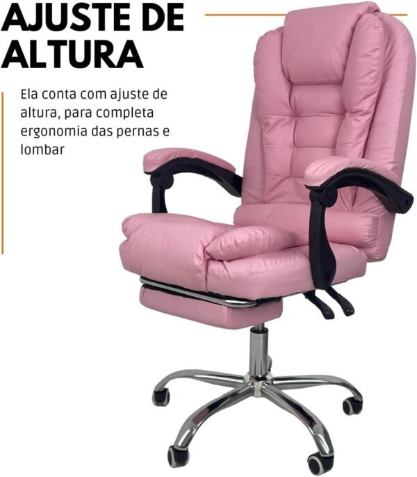 Oficial Webshop - Cadeira de Escritório Presidente Soft Ergonômica Apoio Para Pés Rosa - Imagem 5