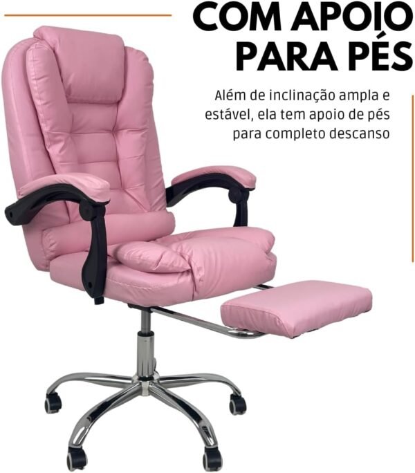 Oficial Webshop - Cadeira de Escritório Presidente Soft Ergonômica Apoio Para Pés Rosa - Imagem 6