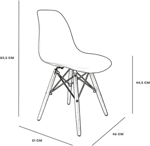 Cadeira Design Charles, Assento Ergonômico, Base de Madeira, Confortável e Elegante para Escritório e Sala de Jantar (Amarela) - Imagem 3