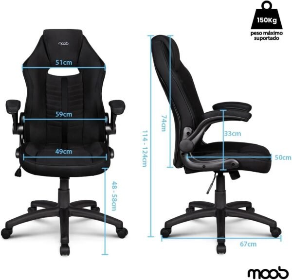 Moob Cadeira Gamer Giratória Royale Com Regulagem de Altura Preto/Cinza - Imagem 2