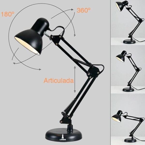 Luminária Pixar Lorben Abajur de Mesa Articulada Garra e Base Rosa GT-6035 - Imagem 4