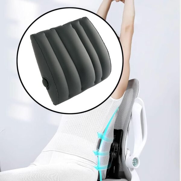 ZGUZMCMK Travesseiro Lombar Inflável, Almofada para a Parte Inferior Costas, Almofada de Suporte para Assentos de Carro, Travesseiro de Viagem Macio, Almof, Cinza - Imagem 3