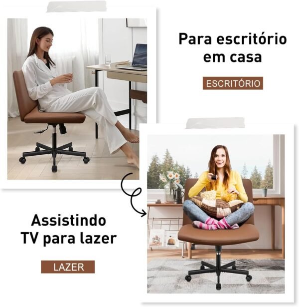 Cadeira de Escritório Leather – Assento Extra Grande e Largo, Couro Sintético Premium (Marrom Café) - Imagem 3