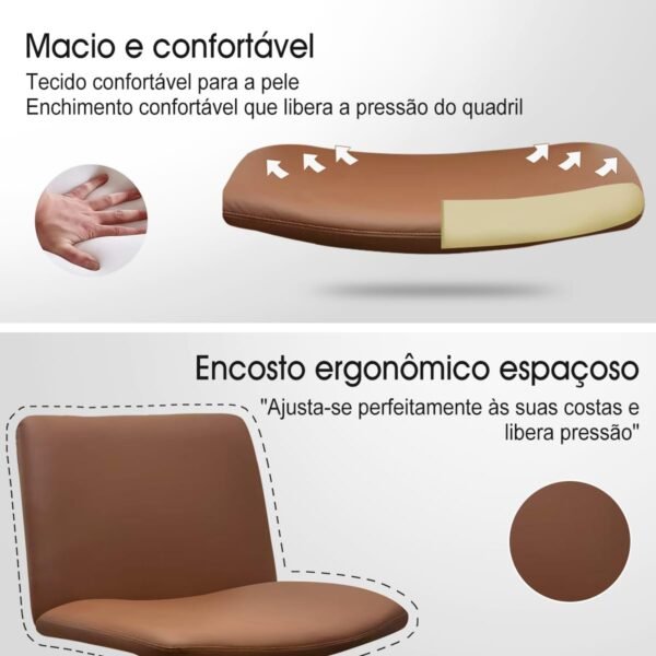 Cadeira de Escritório Leather – Assento Extra Grande e Largo, Couro Sintético Premium (Marrom Café) - Imagem 4