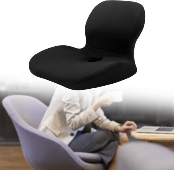 oshhni Almofada lombar de espuma viscoelástica, almofada para costas, almofada ergonômica para estudantes, almofada para costas, encosto, almofada para, Preto - Imagem 4