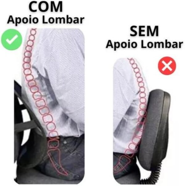 Apoio Suporte Encosto Lombar Ergonômico para Cadeira Carro e Escritório - Imagem 2