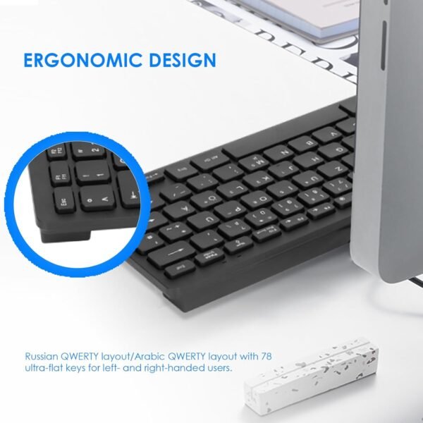 Teclado russo, teclado compacto ultrafino com fio USB de 78 teclas, para PC, computador, desktop, layout QWERTY (russo) - Imagem 4