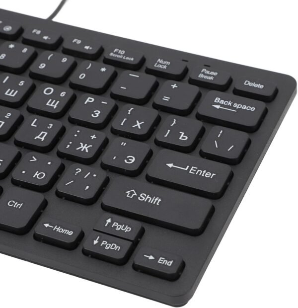 Teclado russo, teclado compacto ultrafino com fio USB de 78 teclas, para PC, computador, desktop, layout QWERTY (russo) - Imagem 6