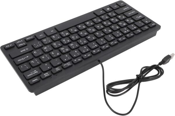Teclado russo, teclado compacto ultrafino com fio USB de 78 teclas, para PC, computador, desktop, layout QWERTY (russo) - Imagem 9