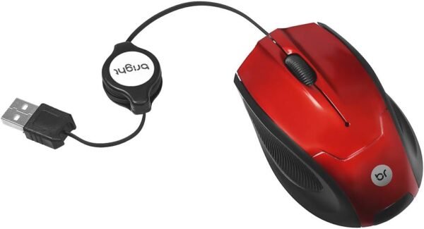 Mini mouse óptico retrátil Brasil vermelho/preto 0101 Bright BT 1 UN - Imagem 3