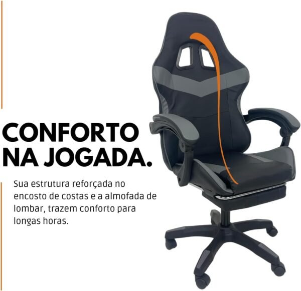 Oficial Webshop - Kit 2 Cadeiras Gamer Stillus Ergonômica com Apoio Para os Pés Cinza - Imagem 6