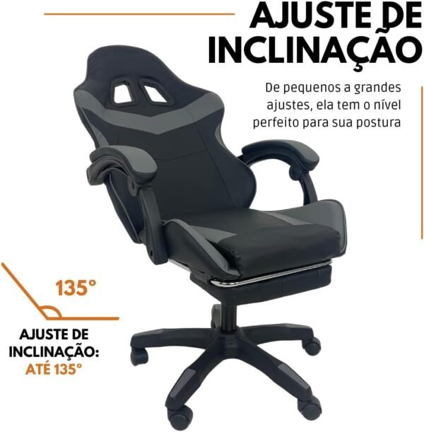 Oficial Webshop - Kit 2 Cadeiras Gamer Stillus Ergonômica com Apoio Para os Pés Cinza - Imagem 7