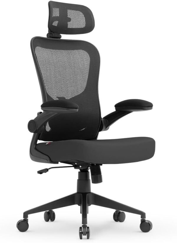 Cadeira Office DT3 Vita c/apoio de cabeça 3D, ergonomica e confortável com revestimento Mesh Spandex™+Tecido Softex™, braço retrátil até 90º, suporta até 120kg e altura máx. de 1,75m (Dark Grey)