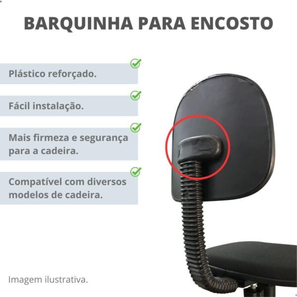 Canoa Barquinha Preta p/Fixação de Encosto Cadeira Escritório com Parafusos – Home Gourmet - Imagem 4