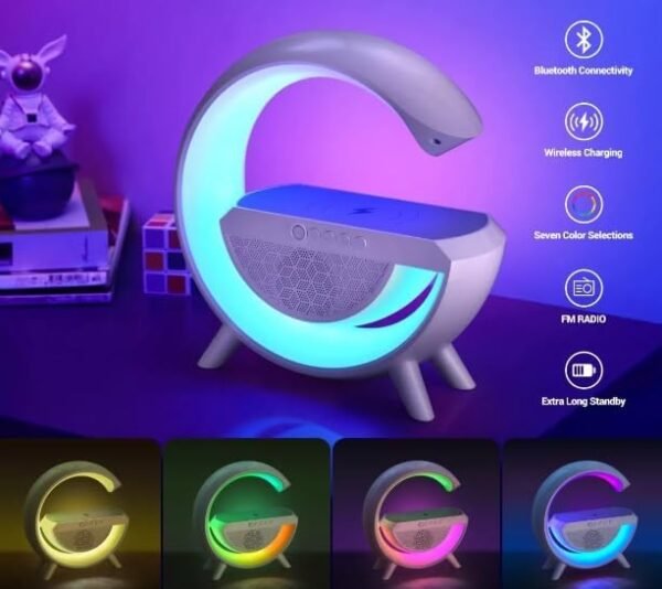 Luminária de LED Inteligente Rgb Som Carregador Indução Luminária de Mesa Quarto Cama para Meditação G BlueTooth Carrega Sem Fio Luz Noturna Ambiente - Imagem 3