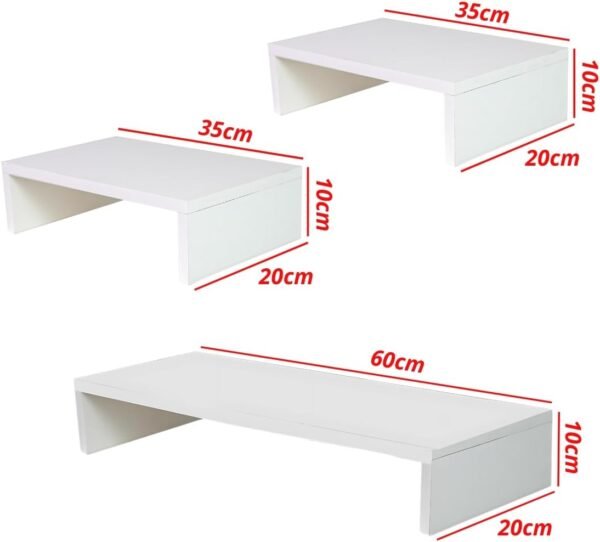 Instalojas Kit de Suporte para Monitor 3 em 1 MDF Branco - 2 Bases 10x35x20cm + 1 Base 10x60x20cm - Imagem 6