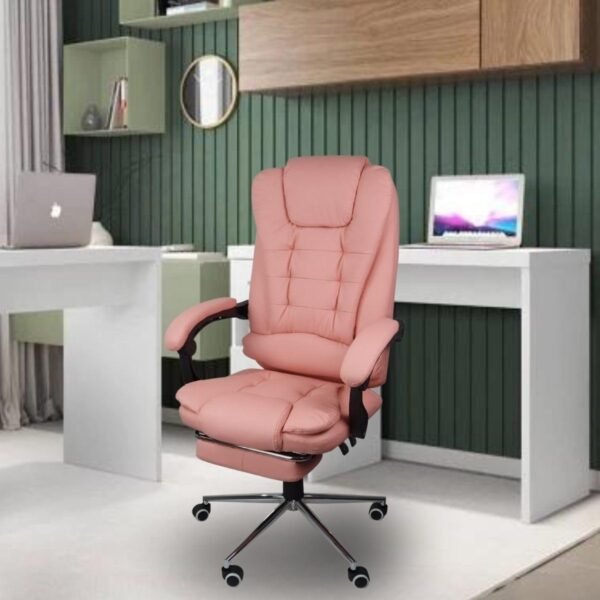 Cadeira De Escritorio Presidente Ergonomica Apoio Para Pés - Rosa - Imagem 2