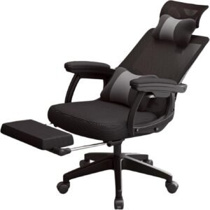 Lzyjckh Cadeiras giratórias de trabalho com encosto alto em malha Cadeira ergonômica para escritório com apoio para os pés Cadeira para mesa de computador de escritório para casa, escritório,Black