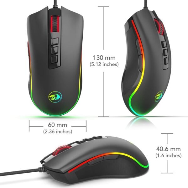 Mouse Gamer Redragon Cobra M711 RGB (10000 DPI/Pixart PMW3325) - Preto - Imagem 4