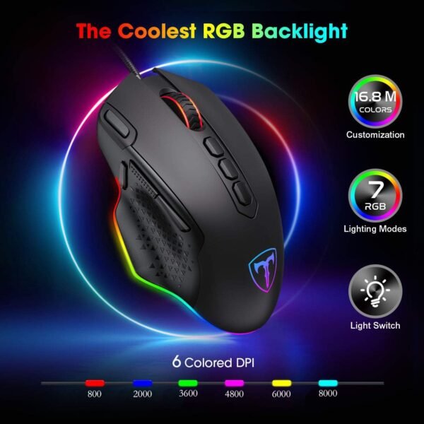 Mouse Gamer T-Dagger Bettle RGB 4800DPI Preto T-TGM305 - Imagem 2