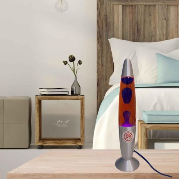 Luminaria Lava Lamp Abajur De Mesa Decorativa Bicolor 110V 34cm (Vermelho Bolha Azul) - Imagem 4