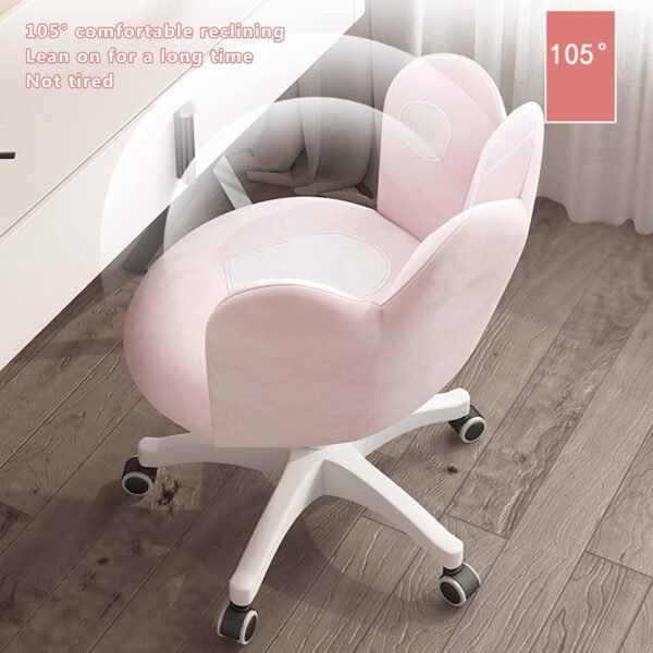 SYCARPET Linda cadeira de computador com design em forma de pétala para casa, escritório, cadeira giratória, respirável, de veludo, para maquiagem, cadeira de estudante - Imagem 4