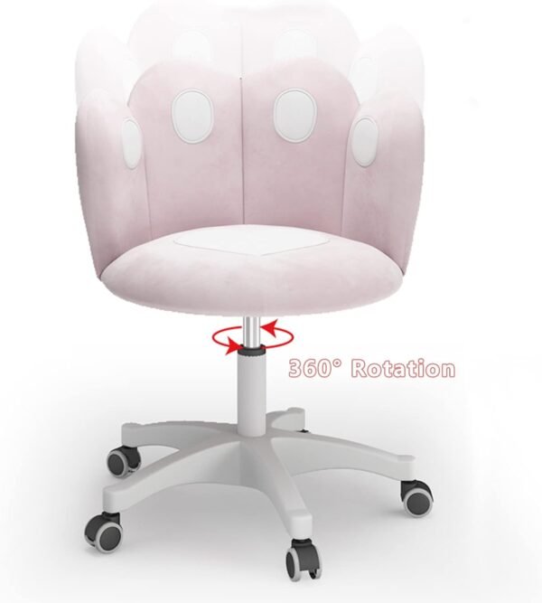 SYCARPET Linda cadeira de computador com design em forma de pétala para casa, escritório, cadeira giratória, respirável, de veludo, para maquiagem, cadeira de estudante - Imagem 5