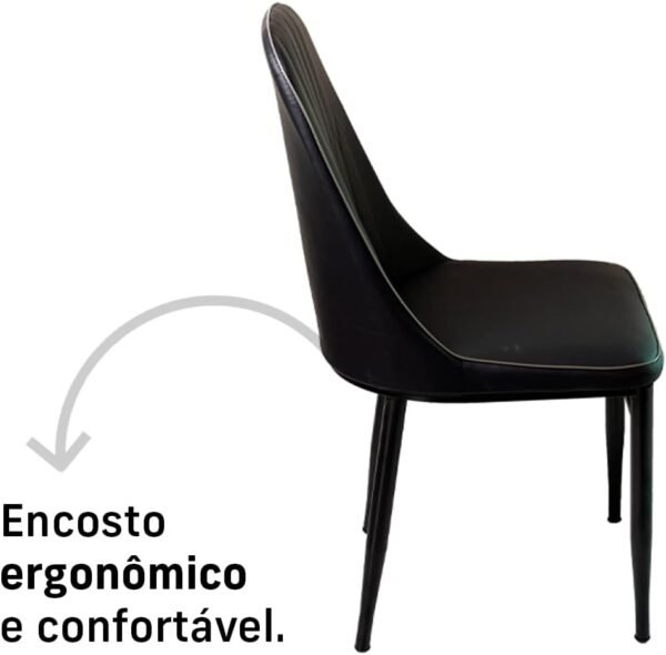 Kit 2 Cadeiras Ergonômica Impermeável Escritório Fixa Palito (Preto) - Imagem 3