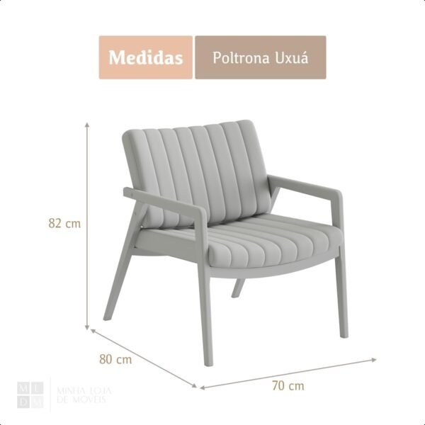 Poltrona Decorativa Estofada Confortável Sala Estar Escritório Recepção Quarto Uxuá no Linho (Cinza com Marrom) - Imagem 3
