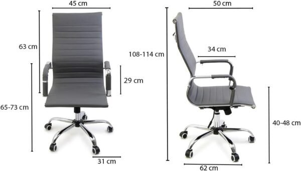 Cadeira Alta De Escritorio Esteirinha Giratoria Ergonomica (Cinza) - Imagem 2