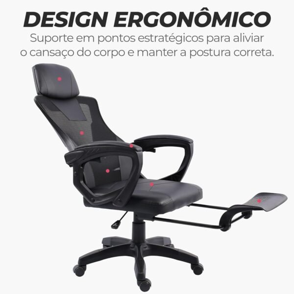 Max Racer - Cadeira Office Presidente Supreme - Ergonômica Reclinável - Até 120kg (Preta) - Imagem 6