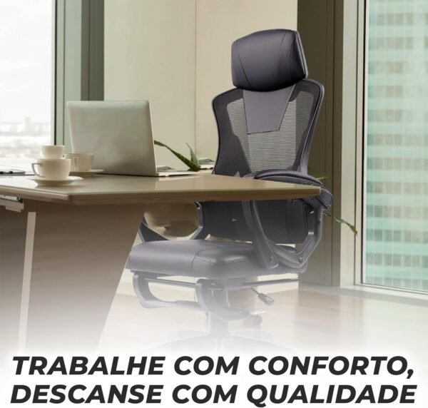 Max Racer - Cadeira Office Presidente Supreme - Ergonômica Reclinável - Até 120kg (Preta) - Imagem 7