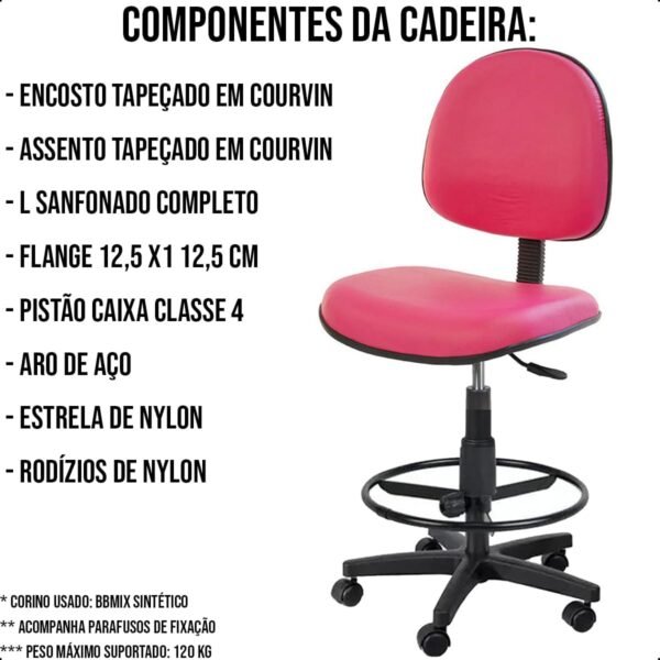 Cadeira Caixa Alta Executiva Azul Marinho de Escritório Courvin Rodízios Aro de Aço Ergonômica - Home Gourmet - Imagem 6