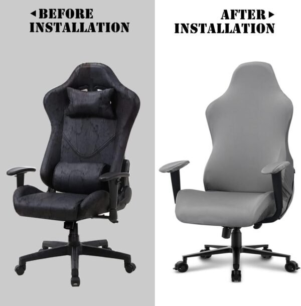(Grey) - Deisy Dee Slipcovers Cloth Stretch Polyester Chair Cover for Reclining Racing Gaming Chair (Only Chair Covers) (grey) - Imagem 3