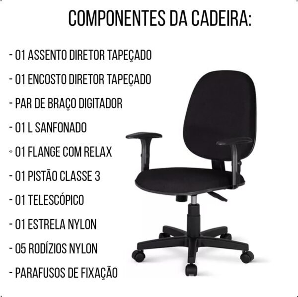 Cadeira de Escritório Diretor Giratória Azul com Relax, Braços Reguláveis, Encosto Reclinável e Espuma Injetada - Home Gourmet - Imagem 6