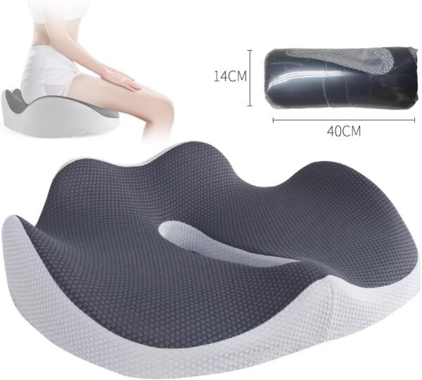 Ecofeen Almofada ergonômica de espuma viscoelástica – suporte ortopédico, alívio da dor ciática e das costas, almofada de cadeira para escritório, carro e casa – cinza - Imagem 6