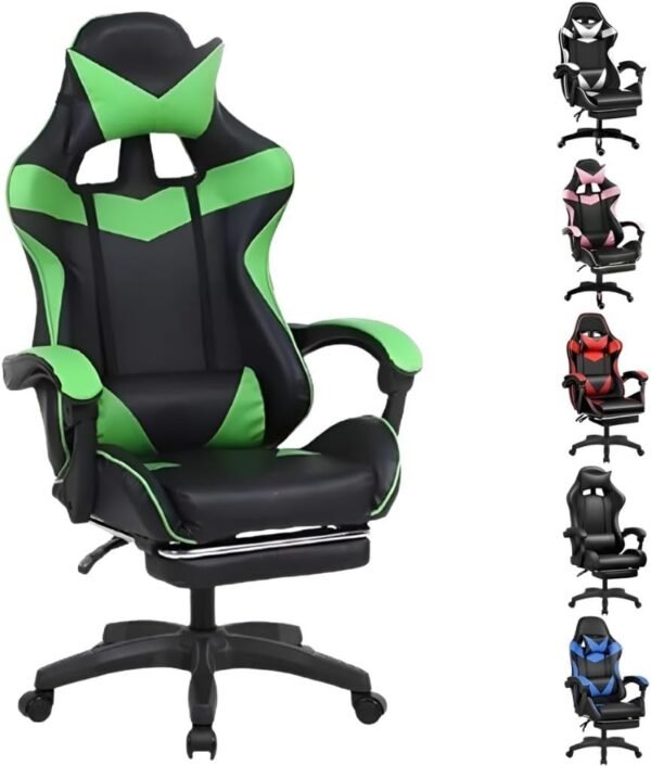 Cadeira Escritório Gamer Ergonômica Reclinável Confortável Com Rodinha E Apoio Para Os Pés(Azul) - Imagem 3