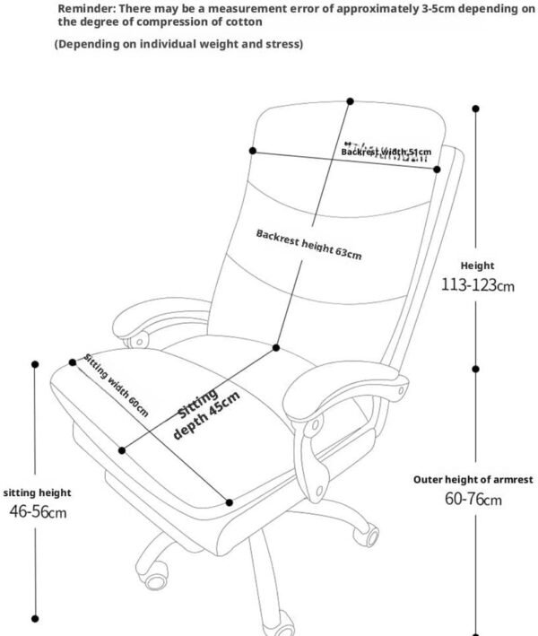 Cadeira de Escritório Cadeira de escritório Premium Comfort, poltrona reclinável para estudo em casa e uso executivo Cadeira Gamer - Imagem 3