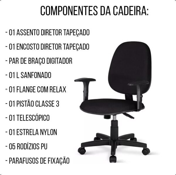Kit 2 Cadeiras Diretor Giratória com Relax e Rodízio PU Ergonômica Premium - Conforto e Estilo Escritex - Imagem 6