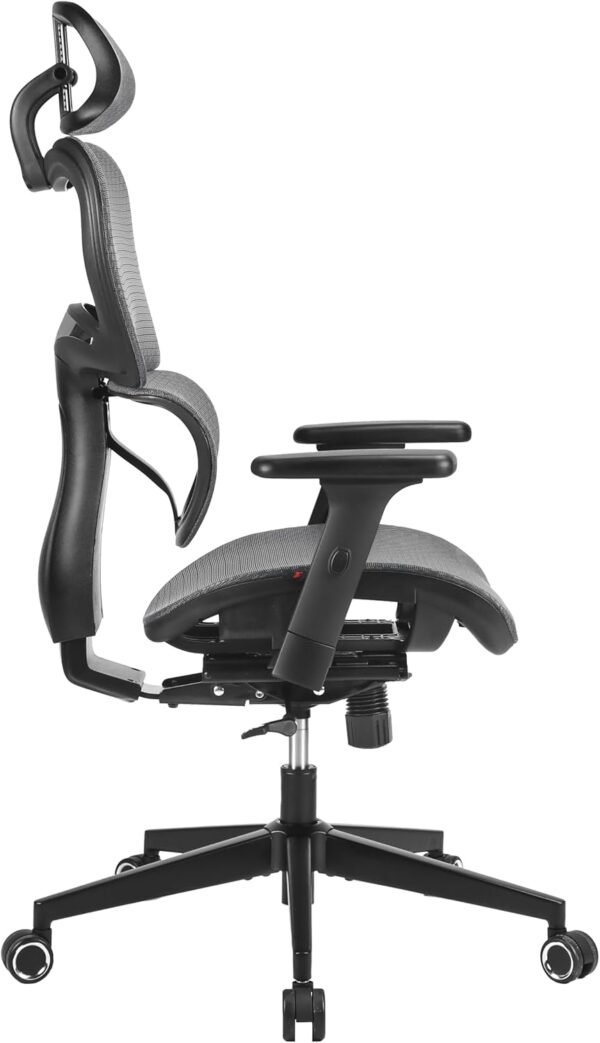 Cadeira Escritório Ergonomica DT3 Alera+, em Mesh Vidartex™, apoio de cabeça 2D, braços 3D, apoio lombar AWS+ajuste na altura do encosto, suporta até 120kg e altura máx. de 1,90cm(Grey) - Imagem 4