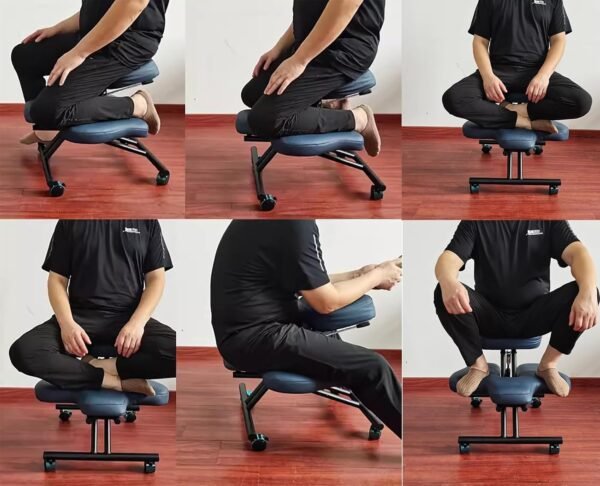 WUHUQN Cadeira de meditação com 2 almofadas, cadeiras flexíveis de perna cruzada para escritório em casa, bancos de correção ortopédica com ângulo de inclinação ajustável - Imagem 3