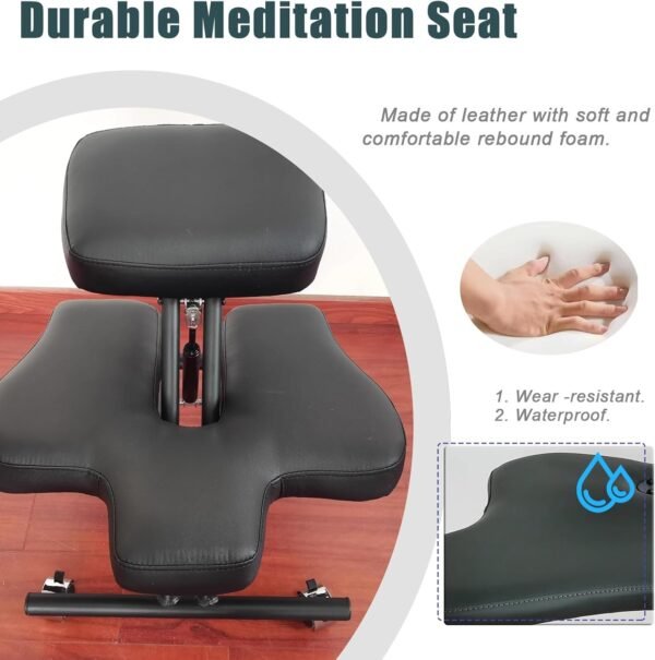 WUHUQN Cadeira de meditação com 2 almofadas, cadeiras flexíveis de perna cruzada para escritório em casa, bancos de correção ortopédica com ângulo de inclinação ajustável - Imagem 4