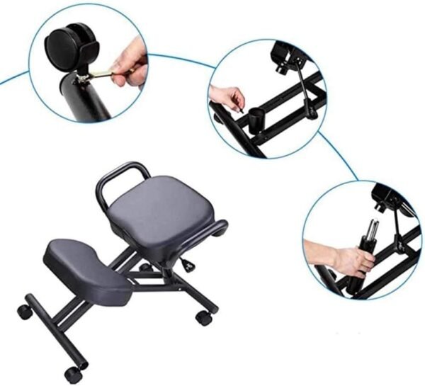 Banco de correção de postura ergonômico, cadeiras de mesa ajoelhadas para escritório balanço ajustável melhora sua postura com um assento angular, vermelho - Imagem 7