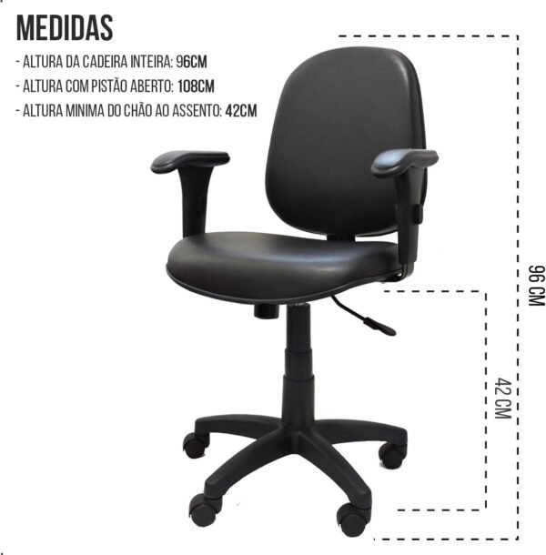 Cadeira de Escritório Diretor Ergonômica Giratória com Relax, Braços Ajustáveis e Revestimento em Tecido Preto - Conforto, Suporte e Estilo para Escritório e Home Office - Escritex - Imagem 3